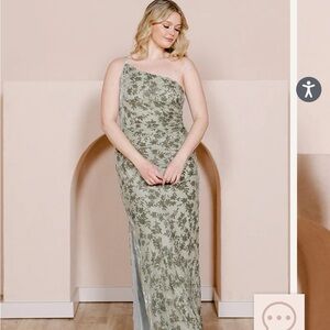 Revelry Jade Floral Burnout Velvet bridesmaid dress